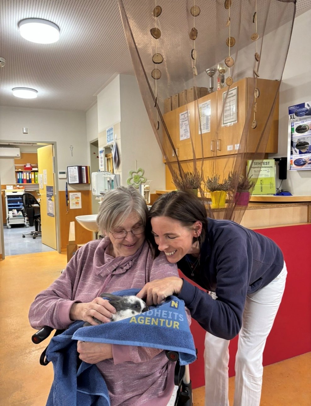 Ein Osterhase wird gestreichelt